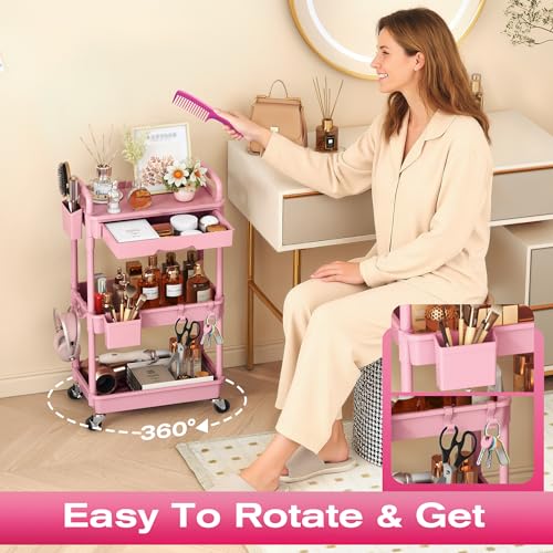 Goovilla Rolling Makeup Organizer Cart with Removable Drawer