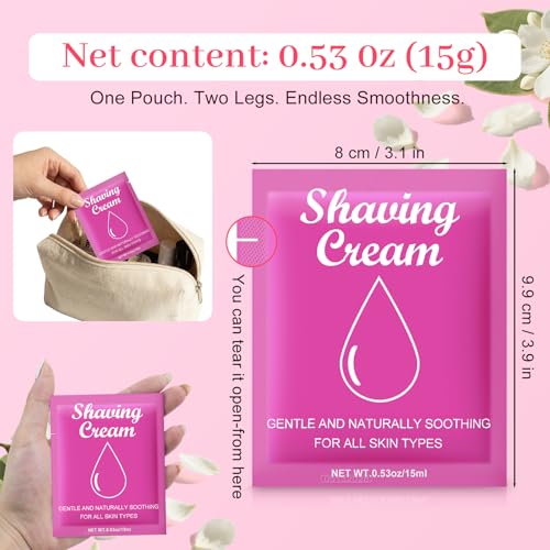 20 Pack Travel Shaving Cream for Women - 0.53oz Disposable Shave Gel