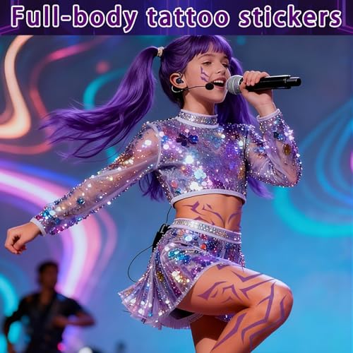Purple Temporary Tattoo Stickers – 8 Pack Waterproof Body Art