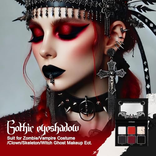 La Catrina 6-Color Goth Eyeshadow Palette - Red Black Matte Shimmer