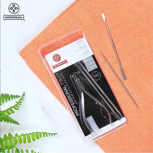 Mundial Professional Stainless Steel Cuticle Nipper 3-Piece Manicure Set