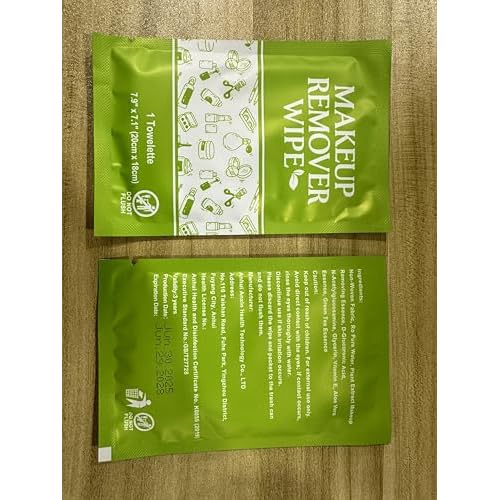 Makeup Remover Wipes Individually Wrapped, 50 Pcs Gentle Facial Cleansing Towelettes Alcohol Free, Perfect Travel Essential and Bachelorette, Wedding, Party Favor