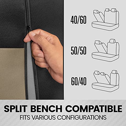 BDK PolyPro Car Seat Covers Full Set in Reverse Charcoal – Front and Rear Split Bench Seat Covers for Cars, Easy to Install, Accessories for Auto Trucks Van SUV