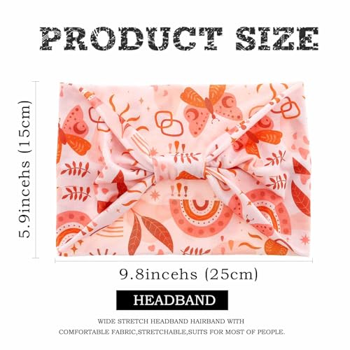 Boho Wide Headbands for Women, 4-Pack Floral Turban Head Wraps