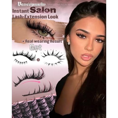 Manga Lash Clusters Kit Thick Eyelash Clusters Kit with Spikes Anime Cluster Eyelash Extensions with Bottom Lashes DIY Volume Individual Lashes Wispy False Eyelashes Kit by Vanssymunlin 10-18mm 204pcs