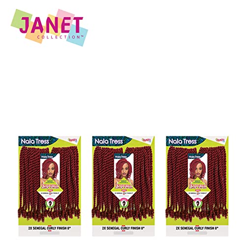 Janet Collection Hair Crochet Braids 2X SENEGAL CURLY FINISH 8″ (3-PACK, 613)