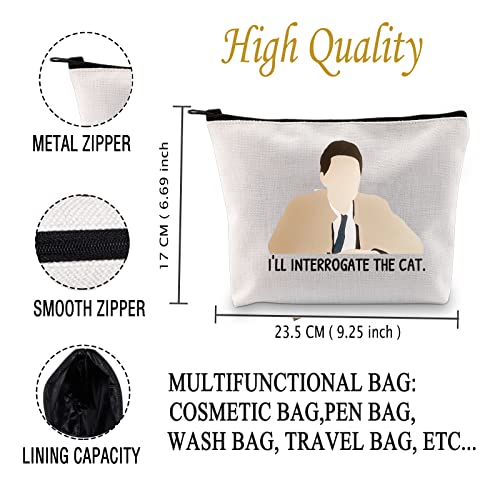 JXGZSO Inspired Gift I'll Interrogate the Cat Makeup Bag Fans Gift (Interrogate the Cat bag)