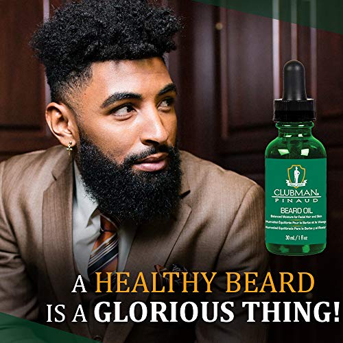 Clubman Pinaud Beard Oil for Men ? Balanced Moisture for Facial Hair & Skin, Softens & Nourishes Beard, 1 oz