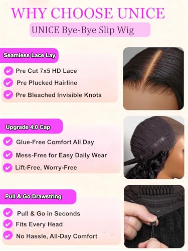 UNICE 7X5 Lace Part Glueless Human Hair Bob Wig 10inch