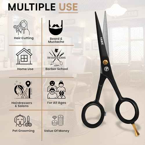 5¡± Professional Beard Mustache Scissors with 1 Beard Comb, 1 Mustache Comb and Travel Pouch - Perfect Beard Trimming Scissors for All Facial Hair Scissors - Grooming Scissors