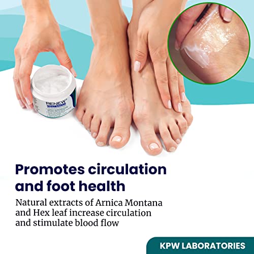 KPW Laboratories Renew Foot Cream for Dry Cracked Heels 2-Pack All-Natural Foot Care for Women & Men, Revitalizing Diabetic Foot Cream, Hydrating Foot Lotion for Dry Feet - Promotes Better Circulation