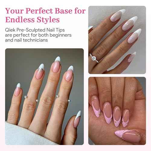 Medium Almond Pre-Building Nail Tips, 15 Sizes 240 PCS Pre-shaped Apex Clear Soft Press On Fake Nail Half Matte Gel Nail Extensions Strong Thick Acrylic Tip for DIY Beginners & Salon Manicure