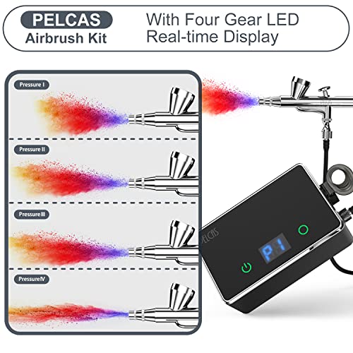 PELCAS Airbrush Gun with Compressor & LCD Display