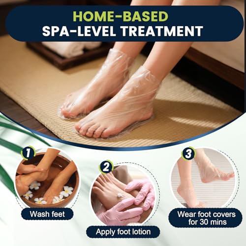 TEAWOO 200-Pack Disposable Plastic Foot Covers for Moisturizing & Pedicures