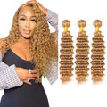 #27 Honey Blonde Deep Wave Hair Bundles 3-Pack 22-26 Inch