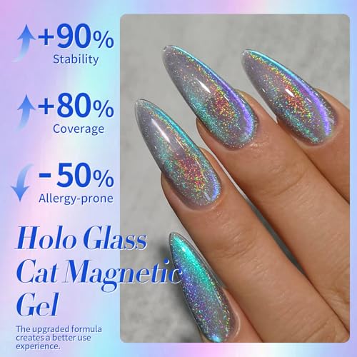 Born Pretty 9D Cat Eye Magnetic Nail Polish - Holographic Blue Purple 15ml
