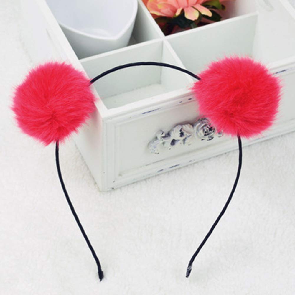 BAOPLAYKIDS BAOBAO Faux Fluffy Rabbit Fur Ball Cat Ears Panda Hair Hoop Headband Xmas Party Cosplay