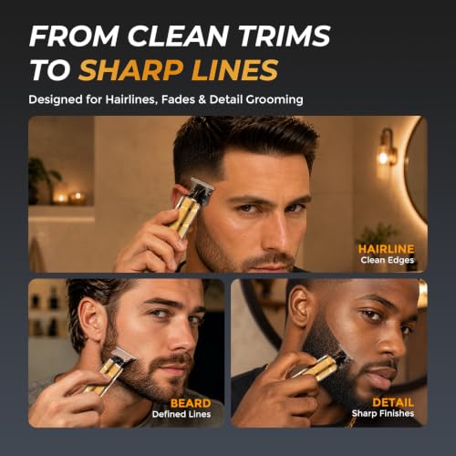 Ufree Gold Beard Trimmer with T-Blade, Zero-Gap Edger, 7100 RPM