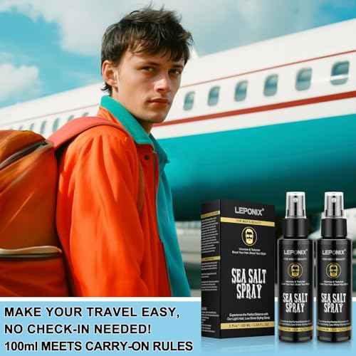 Sea Salt Spray for Men, Sea Salt Spray for Hair, Texturizing & Thickening With Kelp, Aloe Vera & Red Algae Extract, Adds Instant Volume & Light, Beach Waves Styling Product, Travel Hairspray 2x100ml