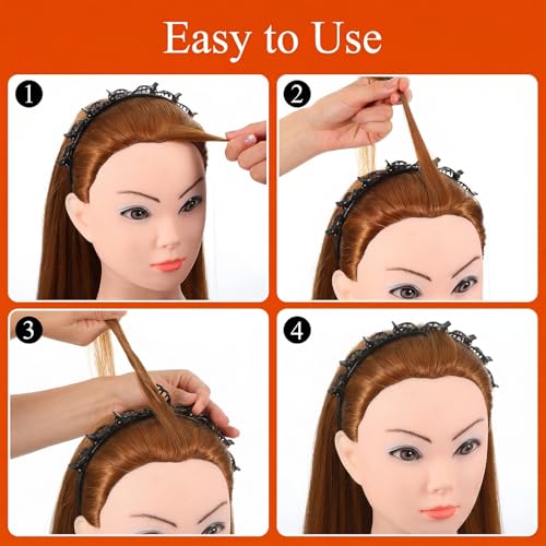 Hpmjz Black Headband with Clips for Bangs Hairstyles, Halloween Hairpin Set