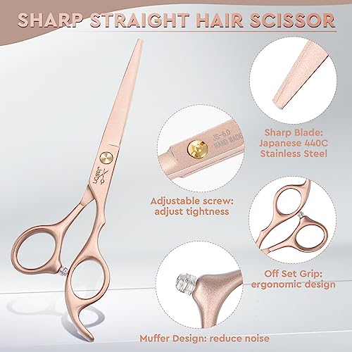 JASON 6.0" Hair Cutting Scissors Set - 10-Piece Professional Shears