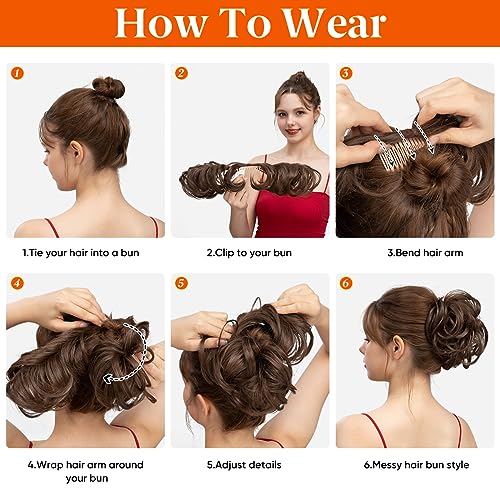 Messy Bun Hair Clip with Side Comb & Bendable Arms