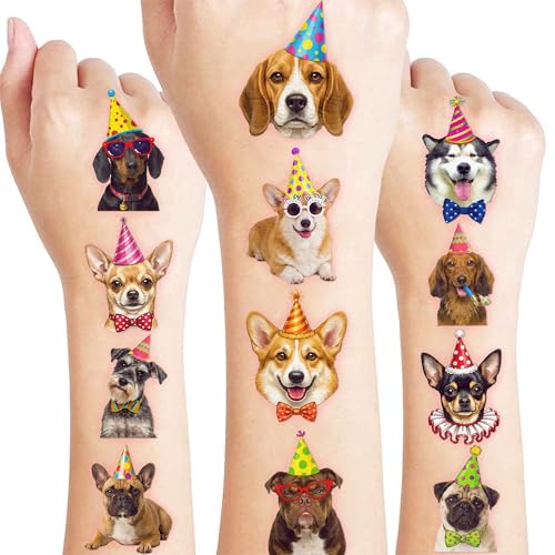 Dog Temporary Tattoos - 96 PCS Pet Stickers for Kids