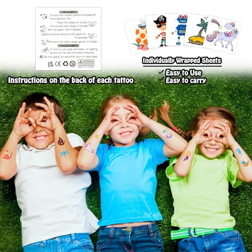Partywind 204 Temporary Tattoos for Kids Party Favors