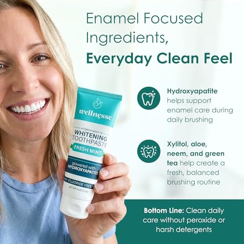 Wellnesse Hydroxyapatite Toothpaste 1.75 Oz Travel Size - Whitening, Fresh Mint