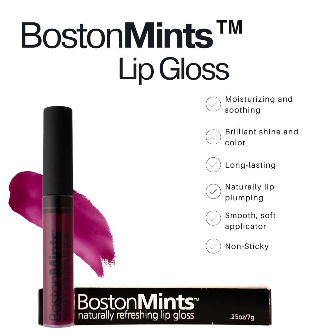 Boston Mints Newberry Lip Gloss (.25oz) -Vegan, gluten-free, cruelty-free formula with Aloe, Vitamins C & E, and a refreshing hint of spearmint extract for soft and hydrated lips.