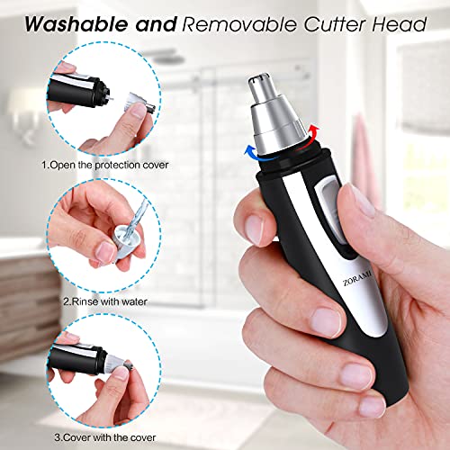 ZORAMI Ear and Nose Hair Trimmer - Dual Blade Painless Clipper for Men & Women