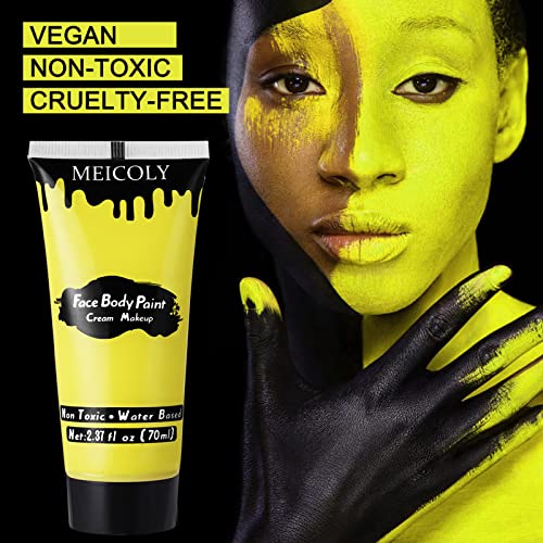 MEICOLY Yellow Face Body Paint - 2.37Oz Washable Makeup for Cosplay