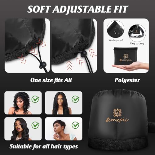 Adjustable Bonnet Hair Dryer - Deep Conditioning Cap with Headband