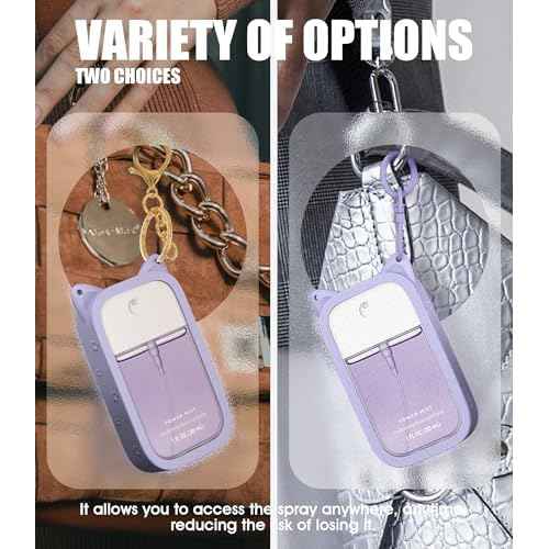 1 Pack Silicone Case Compatible with Touchland Hand Sanitizer Spray (Fit for 1 FL OZ/30 mL Ver), Portable keychain Cute Color Ears (Purple)