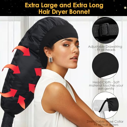 Extra Large Hair Dryer Bonnet Attachment - Fast Drying Hood