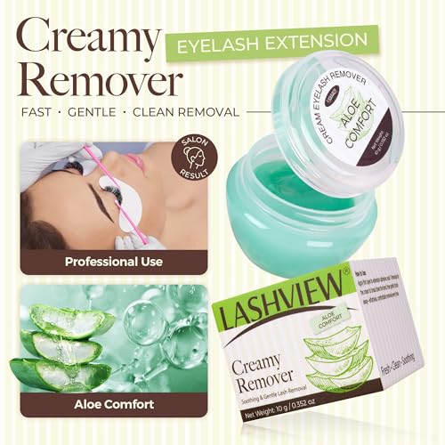 LASHVIEW Eyelash Extension Remover Cream 10g – Gentle, Hypoallergenic Lash Removal Kit with Eye Patches & Applicator