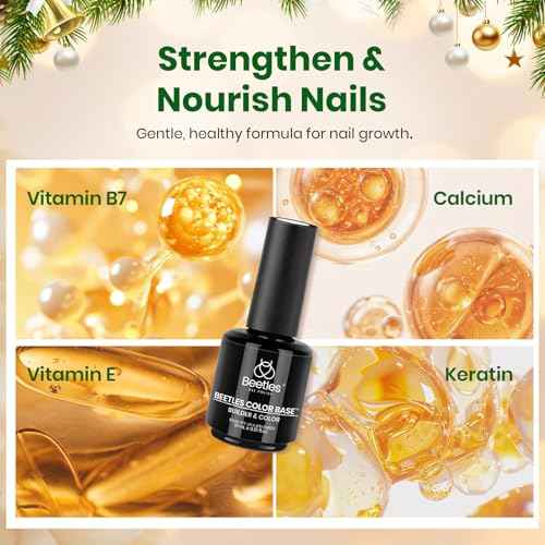 Beetles 15ml Rubber Base Builder Nail Gel - Clear Color Base for Nails Strengthening, Thickening and Sculpting, Soak Off UV LED Long Lasting for Weak and Damaged Nails