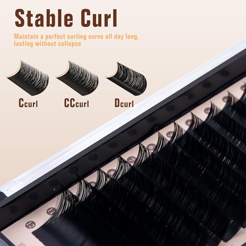 Classic Volume Lash Extension, 0.15 C Curl 8-15mm Mixed Eyelash Extension Lash Trays, Super Matt Black Individual Lash Extensions for Professional Salon Use