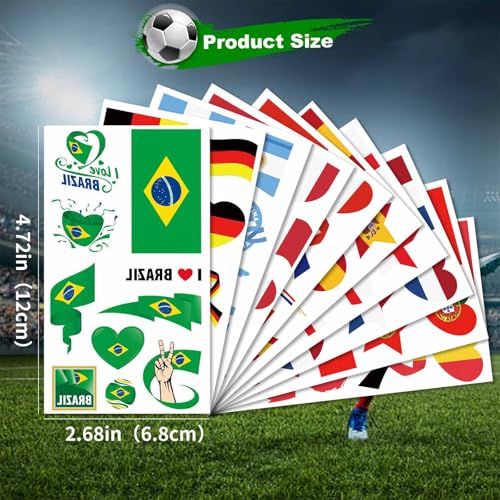 World Flag Temporary Tattoos Set - 40 Pcs Waterproof