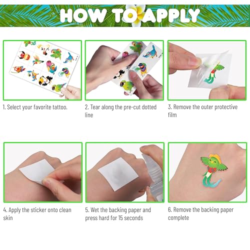 96-Piece Tropical Bird Temporary Tattoos for Kids