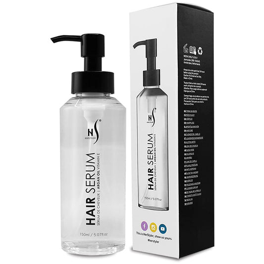 HerStyler Argan Oil Serum for Hair - New Packaging - Hair Serum for Dry Damaged Hair - Anti Frizz Hair Serum - 5.07 Fl Oz / 150 Ml