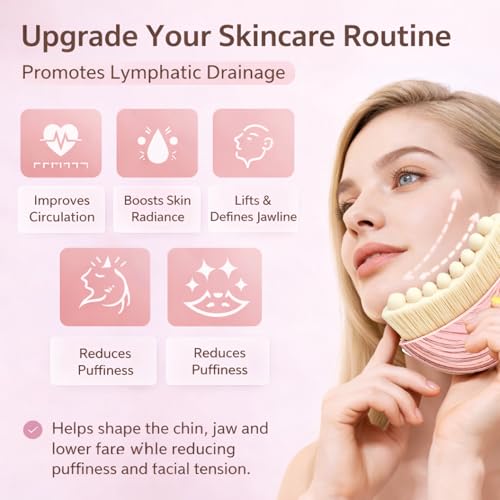 Lymphatic Drainage Face Brush - Soft Bristle Sculpting Tool for Jawline