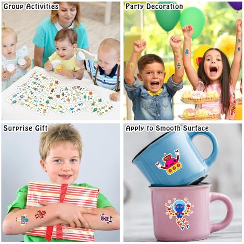 Partywind 315 Styles Glow Robot Temporary Tattoos for Boys