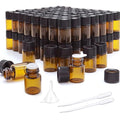 120-Pack 2ml Amber Glass Essential Oil Bottles with Lids - Small Sample Vials