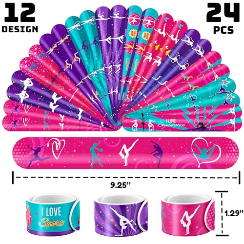 72PCS Gymnastics Party Favors - 48 Tattoos & 24 Slap Bracelets, Perfect for Gymnastics-Themed Birthdays, School Prizes, and Christmas Rewards for Kids