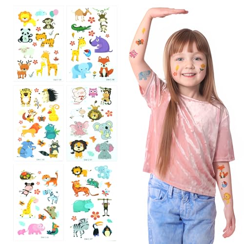 Temporary Tattoos for Kids - 10 Sheets Waterproof Animal Designs