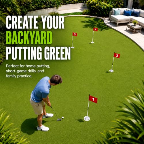 3FT Fiberglass Golf Flagsticks Set with Flags and Cups - Portable Practice Poles for Backyard & Indoor Putting Green