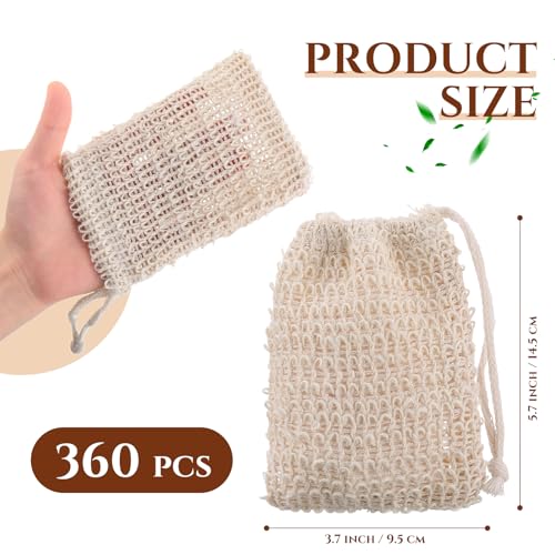 Rtteri 240 Pcs Soap Exfoliating Bag, Natural Sisal Soap Pouch Saver Body Shower Bar Mesh Body Net with Drawstring for Foaming and Drying