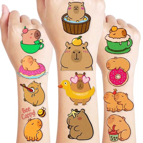 96PCS Capybara Temporary Tattoos – Party Favors & Stickers