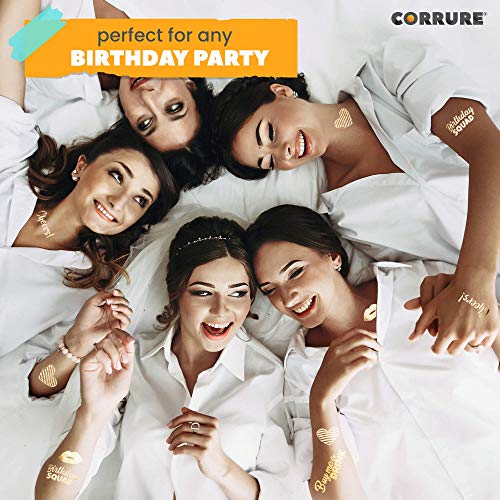 Gold Metallic Party Tattoos - 48pc Birthday Squad